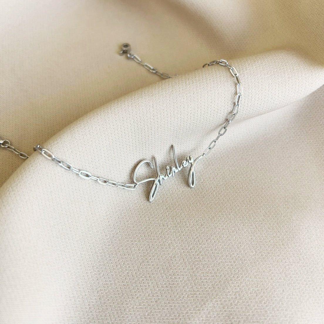 Own Your Name Bracelet – Zodiac Silver with Hammered Chain