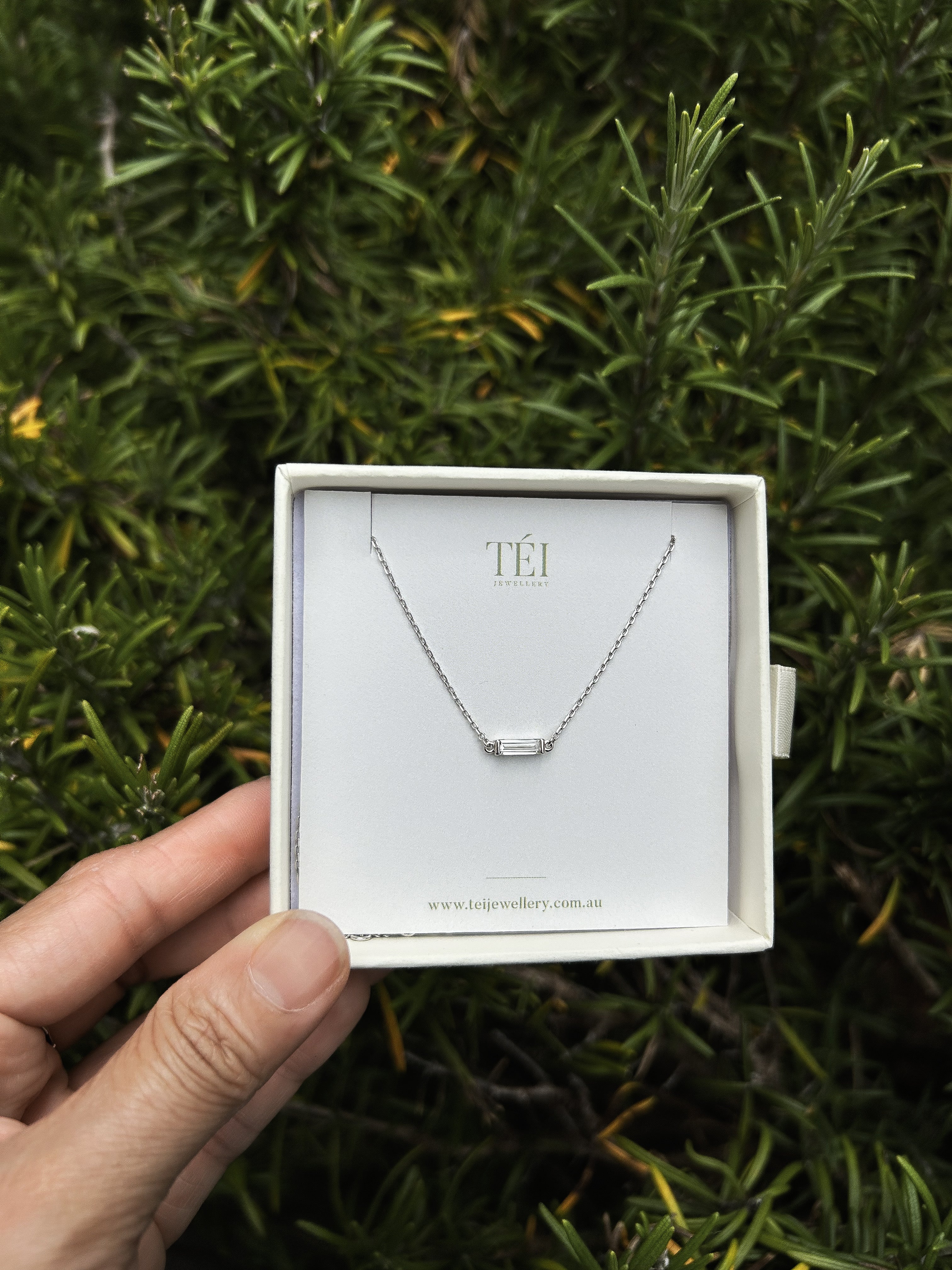 One Line Baguette Diamond Necklace