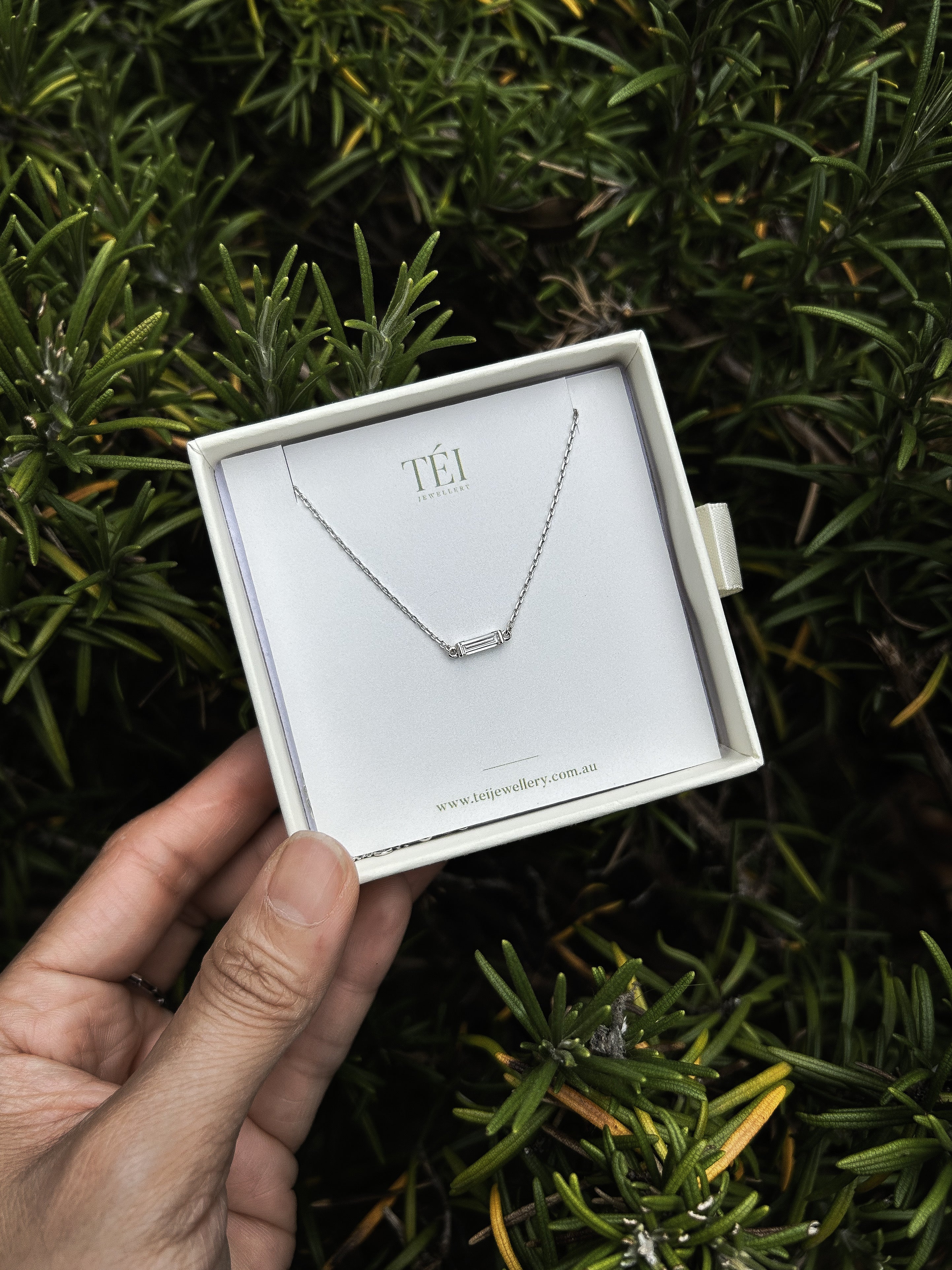 One Line Baguette Diamond Necklace