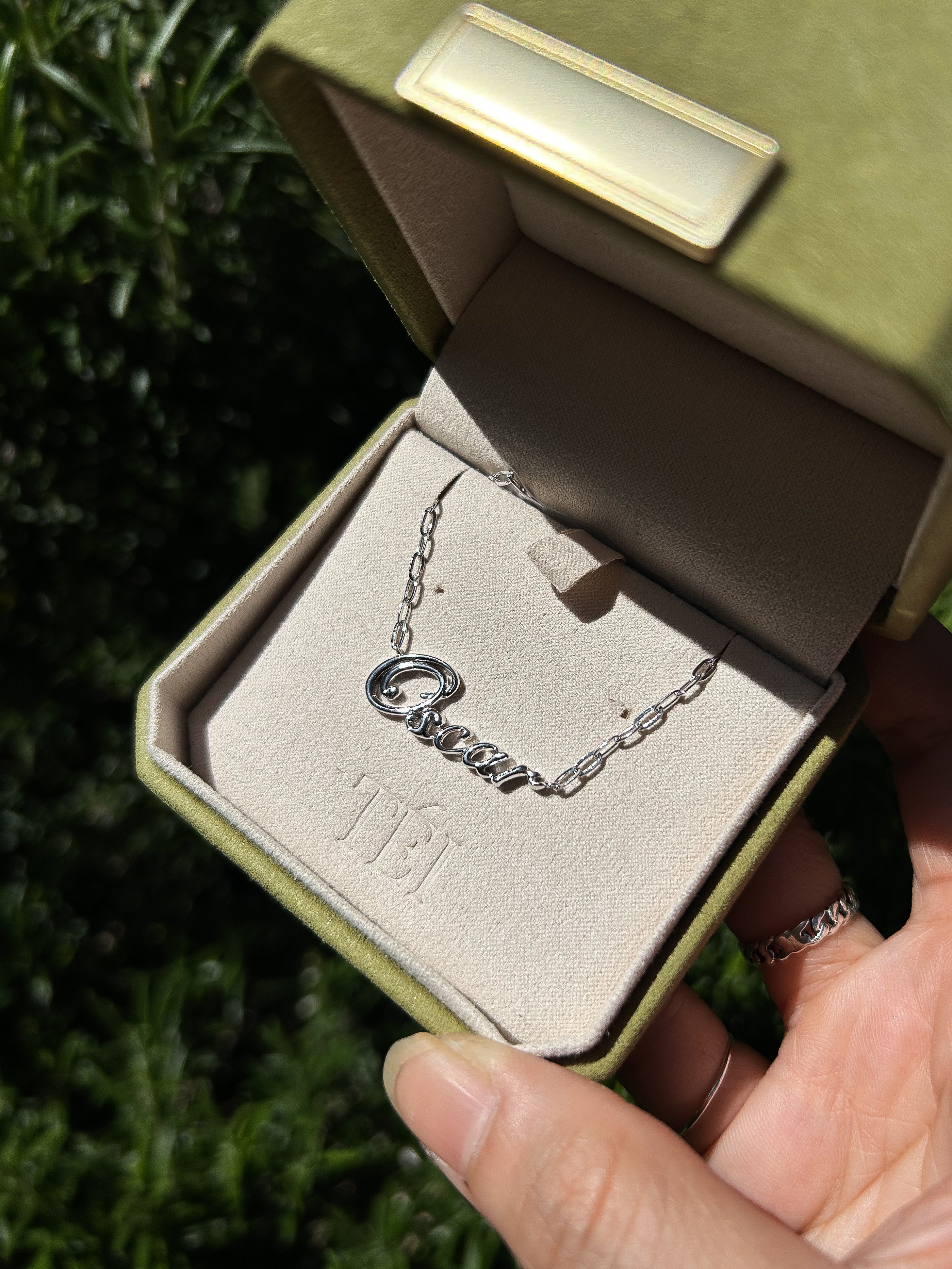 Own Your Name Necklace – Zodiac Silver with Hammered Chain