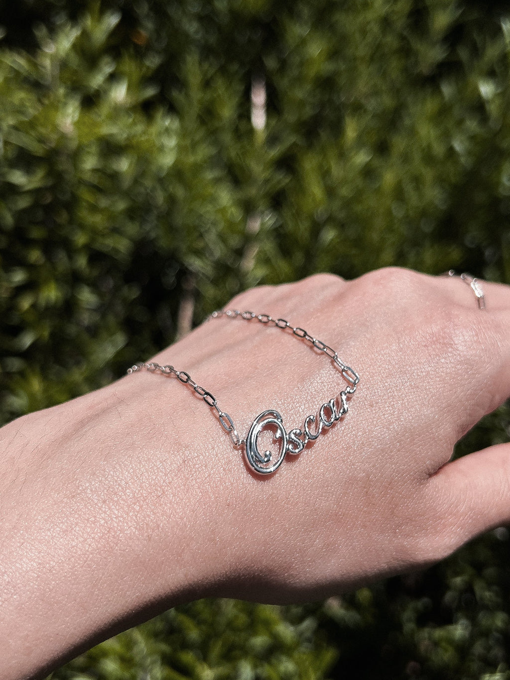Own Your Name Bracelet – Zodiac Silver with Hammered Chain