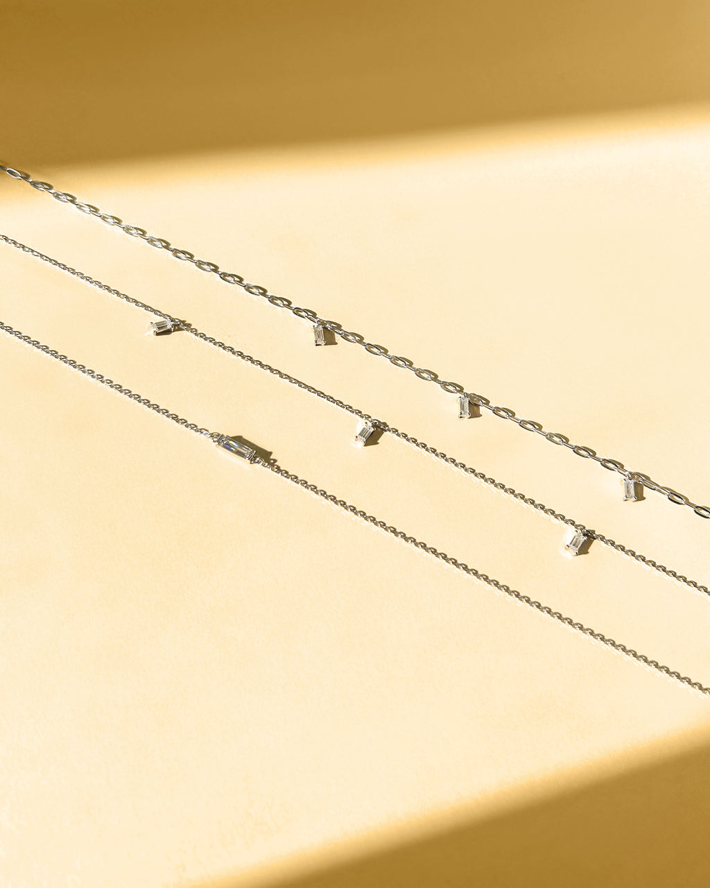 One Line Baguette Diamond Necklace