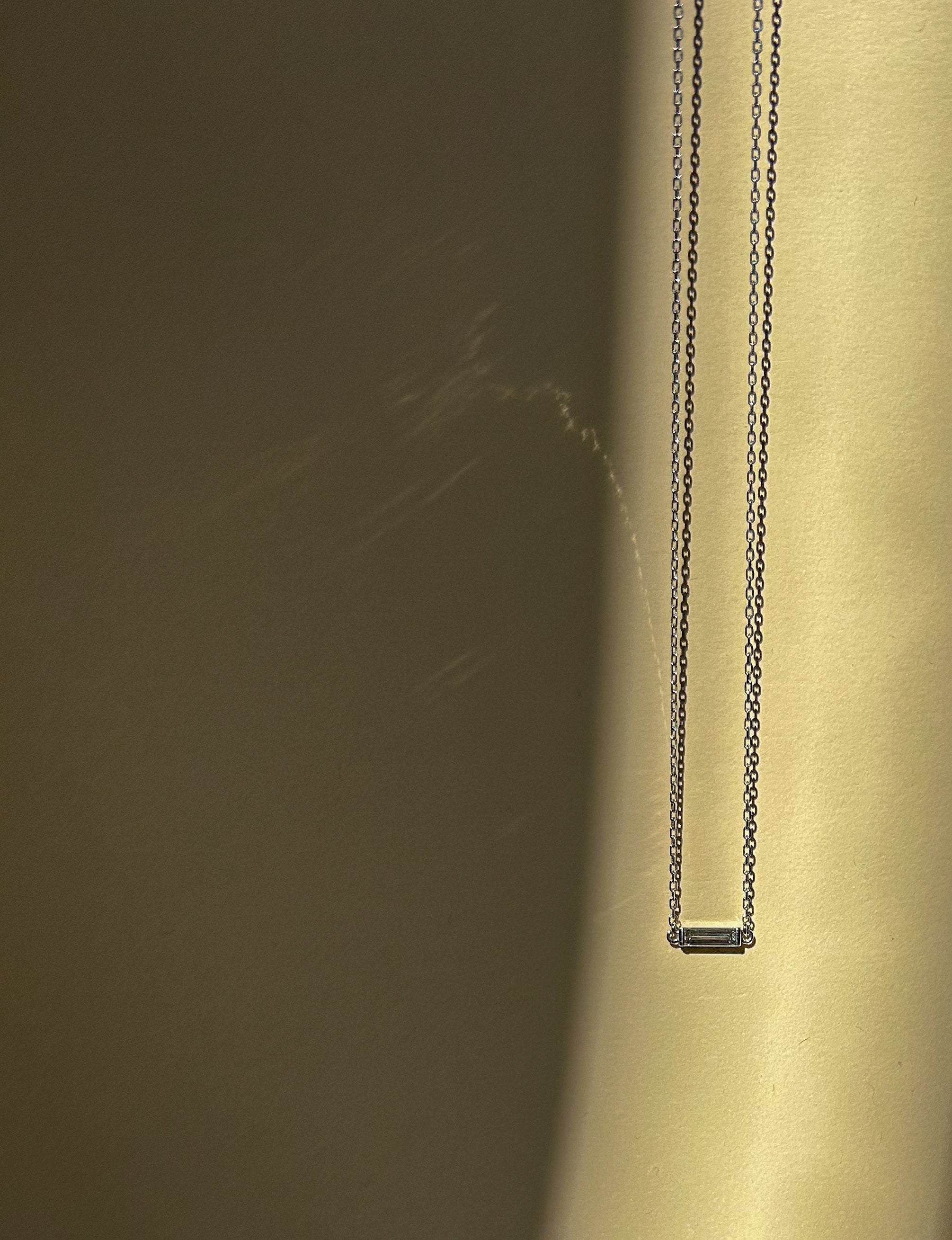 One Line Baguette Diamond Necklace