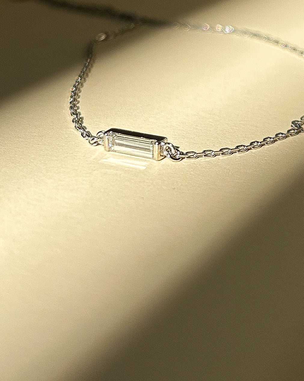 One Line Baguette Diamond Necklace