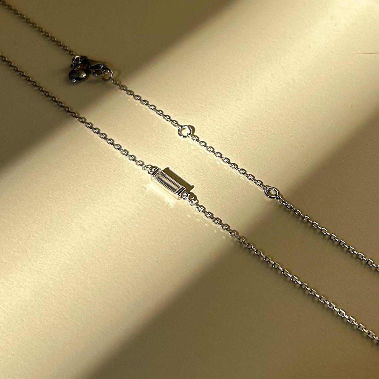 One Line Baguette Diamond Necklace