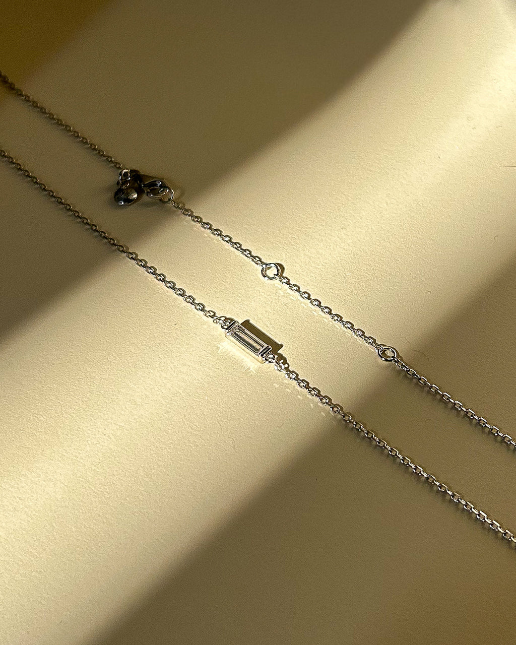One Line Baguette Diamond Necklace