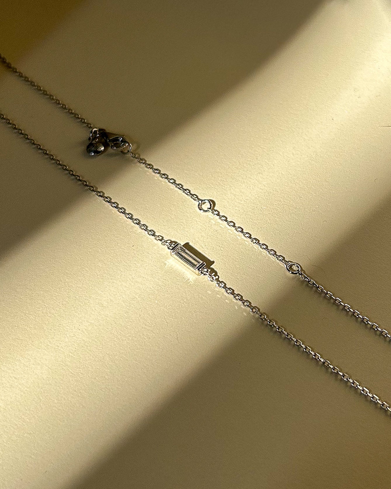 One Line Baguette Diamond Necklace